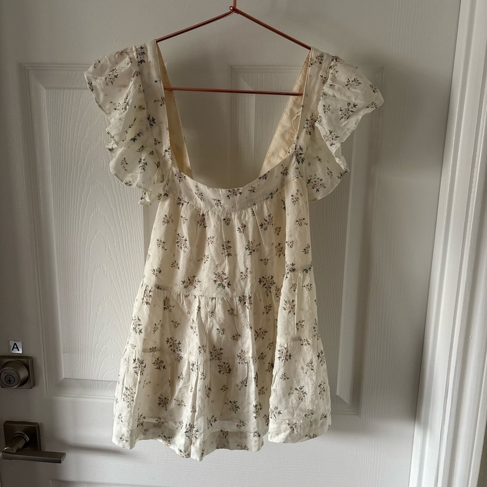 En Saison floral ruffle sleeve babydoll/peplum top Size S